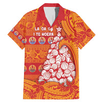 French Polynesia Christmas Family Matching Mermaid Dress and Hawaiian Shirt Seashell Xmas Tree Tribal Waves - Polynesian Pride