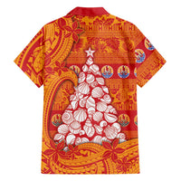 French Polynesia Christmas Family Matching Mermaid Dress and Hawaiian Shirt Seashell Xmas Tree Tribal Waves - Polynesian Pride