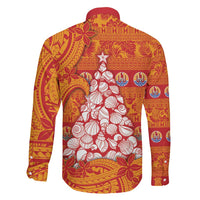 French Polynesia Christmas Family Matching Short Sleeve Bodycon Dress and Hawaiian Shirt Seashell Xmas Tree Tribal Waves - Polynesian Pride
