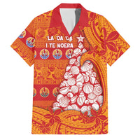 French Polynesia Christmas Family Matching Summer Maxi Dress and Hawaiian Shirt Seashell Xmas Tree Tribal Waves - Polynesian Pride