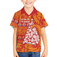 French Polynesia Christmas Family Matching Summer Maxi Dress and Hawaiian Shirt Seashell Xmas Tree Tribal Waves - Polynesian Pride