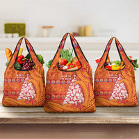 French Polynesia Christmas Grocery Bag Seashell Xmas Tree Tribal Waves - Polynesian Pride