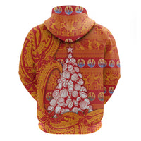 French Polynesia Christmas Hoodie Seashell Xmas Tree Tribal Waves - Polynesian Pride