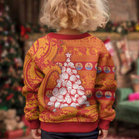 French Polynesia Christmas Kid Ugly Christmas Sweater Seashell Xmas Tree Tribal Waves - Polynesian Pride