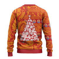 French Polynesia Christmas Ugly Christmas Sweater Seashell Xmas Tree Tribal Waves - Polynesian Pride
