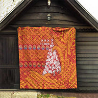 French Polynesia Christmas Quilt Seashell Xmas Tree Tribal Waves - Polynesian Pride
