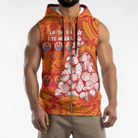 French Polynesia Christmas Sleeveless Zip Hoodie Seashell Xmas Tree Tribal Waves DT05 - Polynesian Pride