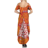 French Polynesia Christmas Summer Maxi Dress Seashell Xmas Tree Tribal Waves - Polynesian Pride