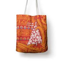 French Polynesia Christmas Tote Bag Seashell Xmas Tree Tribal Waves - Polynesian Pride