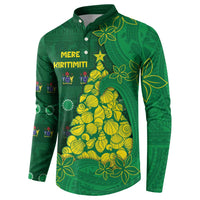 Cook Islands Christmas Button Sweatshirt Seashell Xmas Tree Tribal Waves - Polynesian Pride