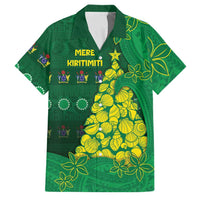 Cook Islands Christmas Family Matching Mermaid Dress and Hawaiian Shirt Seashell Xmas Tree Tribal Waves DT05 Dad's Shirt - Short Sleeve Green - Polynesian Pride