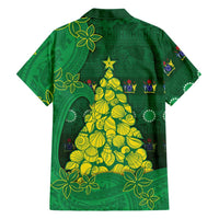 Cook Islands Christmas Family Matching Off Shoulder Short Dress and Hawaiian Shirt Seashell Xmas Tree Tribal Waves DT05 - Polynesian Pride