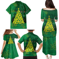 Cook Islands Christmas Family Matching Puletasi and Hawaiian Shirt Seashell Xmas Tree Tribal Waves - Polynesian Pride