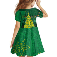 Cook Islands Christmas Family Matching Tank Maxi Dress and Hawaiian Shirt Seashell Xmas Tree Tribal Waves - Polynesian Pride