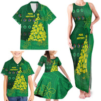 Cook Islands Christmas Family Matching Tank Maxi Dress and Hawaiian Shirt Seashell Xmas Tree Tribal Waves - Polynesian Pride