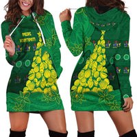 Cook Islands Christmas Hoodie Dress Seashell Xmas Tree Tribal Waves - Polynesian Pride
