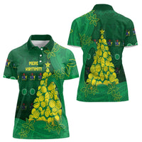Cook Islands Christmas Women Polo Shirt Seashell Xmas Tree Tribal Waves DT05 - Polynesian Pride