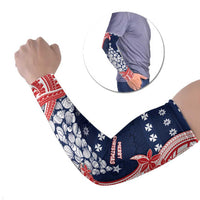 Wallis And Futuna Christmas Arm Sleeves Seashell Xmas Tree Tribal Waves - Polynesian Pride