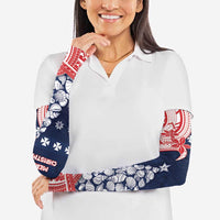 Wallis And Futuna Christmas Arm Sleeves Seashell Xmas Tree Tribal Waves - Polynesian Pride