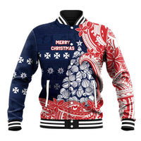 Wallis And Futuna Christmas Baseball Jacket Seashell Xmas Tree Tribal Waves - Polynesian Pride