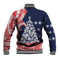 Wallis And Futuna Christmas Baseball Jacket Seashell Xmas Tree Tribal Waves - Polynesian Pride