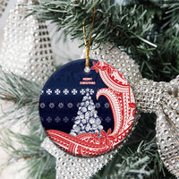 Wallis And Futuna Christmas Ceramic Ornament Seashell Xmas Tree Tribal Waves - Polynesian Pride