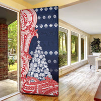 Wallis And Futuna Christmas Door Cover Seashell Xmas Tree Tribal Waves - Polynesian Pride