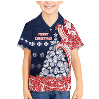 Wallis And Futuna Christmas Family Matching Mermaid Dress and Hawaiian Shirt Seashell Xmas Tree Tribal Waves - Polynesian Pride