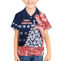Wallis And Futuna Christmas Family Matching Puletasi and Hawaiian Shirt Seashell Xmas Tree Tribal Waves - Polynesian Pride