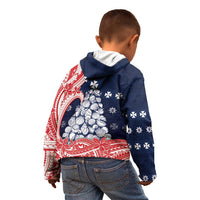 Wallis And Futuna Christmas Kid Hoodie Seashell Xmas Tree Tribal Waves - Polynesian Pride