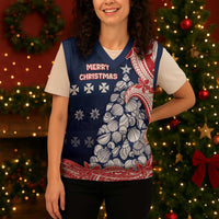 Wallis And Futuna Christmas Knitted V-Neck Vest Seashell Xmas Tree Tribal Waves - Polynesian Pride