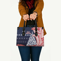 Wallis And Futuna Christmas Leather Bag Seashell Xmas Tree Tribal Waves - Polynesian Pride