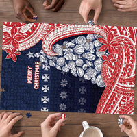 Wallis And Futuna Christmas Puzzle Seashell Xmas Tree Tribal Waves - Polynesian Pride