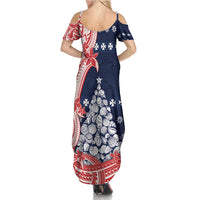 Wallis And Futuna Christmas Summer Maxi Dress Seashell Xmas Tree Tribal Waves - Polynesian Pride