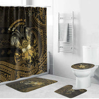 Niue Christmas Bathroom Set Niuean Crab Xmas Tribal Waves DT05 Bathroom Set (4 pcs) Gold - Polynesian Pride