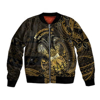 Niue Christmas Bomber Jacket Niuean Crab Xmas Tribal Waves - Polynesian Pride