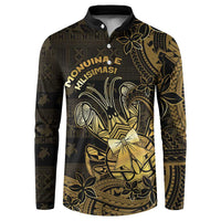 Niue Christmas Button Sweatshirt Niuean Crab Xmas Tribal Waves - Polynesian Pride