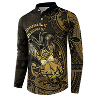 Niue Christmas Button Sweatshirt Niuean Crab Xmas Tribal Waves - Polynesian Pride