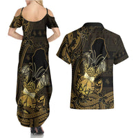 Niue Christmas Couples Matching Summer Maxi Dress and Hawaiian Shirt Niuean Crab Xmas Tribal Waves DT05 - Polynesian Pride
