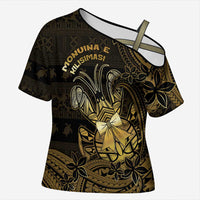 Niue Christmas Cross Shoulder Shirt Niuean Crab Xmas Tribal Waves DT05 Female Gold - Polynesian Pride