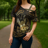 Niue Christmas Cross Shoulder Shirt Niuean Crab Xmas Tribal Waves DT05 - Polynesian Pride