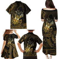 Niue Christmas Family Matching Puletasi and Hawaiian Shirt Niuean Crab Xmas Tribal Waves - Polynesian Pride