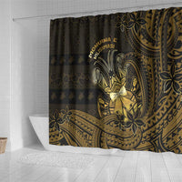 Niue Christmas Shower Curtain Niuean Crab Xmas Tribal Waves - Polynesian Pride