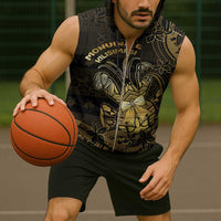 Niue Christmas Sleeveless Zip Hoodie Niuean Crab Xmas Tribal Waves - Polynesian Pride