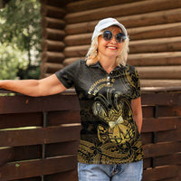 Niue Christmas Women Polo Shirt Niuean Crab Xmas Tribal Waves - Polynesian Pride