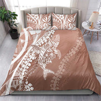 Hawaii Puakenikeni And Maile Lei Bedding Set Brown Polynesian Shark Tattoo DT05