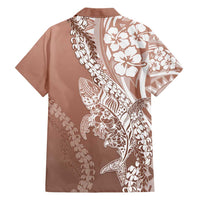 Hawaii Puakenikeni And Maile Lei Family Matching Short Sleeve Bodycon Dress and Hawaiian Shirt Brown Polynesian Shark Tattoo DT05 - Polynesian Pride