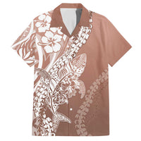 Hawaii Puakenikeni And Maile Lei Family Matching Summer Maxi Dress and Hawaiian Shirt Brown Polynesian Shark Tattoo DT05 Dad's Shirt - Short Sleeve Brown - Polynesian Pride