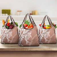 Hawaii Puakenikeni And Maile Lei Grocery Bag Brown Polynesian Shark Tattoo DT05