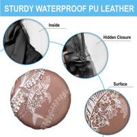 Hawaii Puakenikeni And Maile Lei Spare Tire Cover Brown Polynesian Shark Tattoo DT05